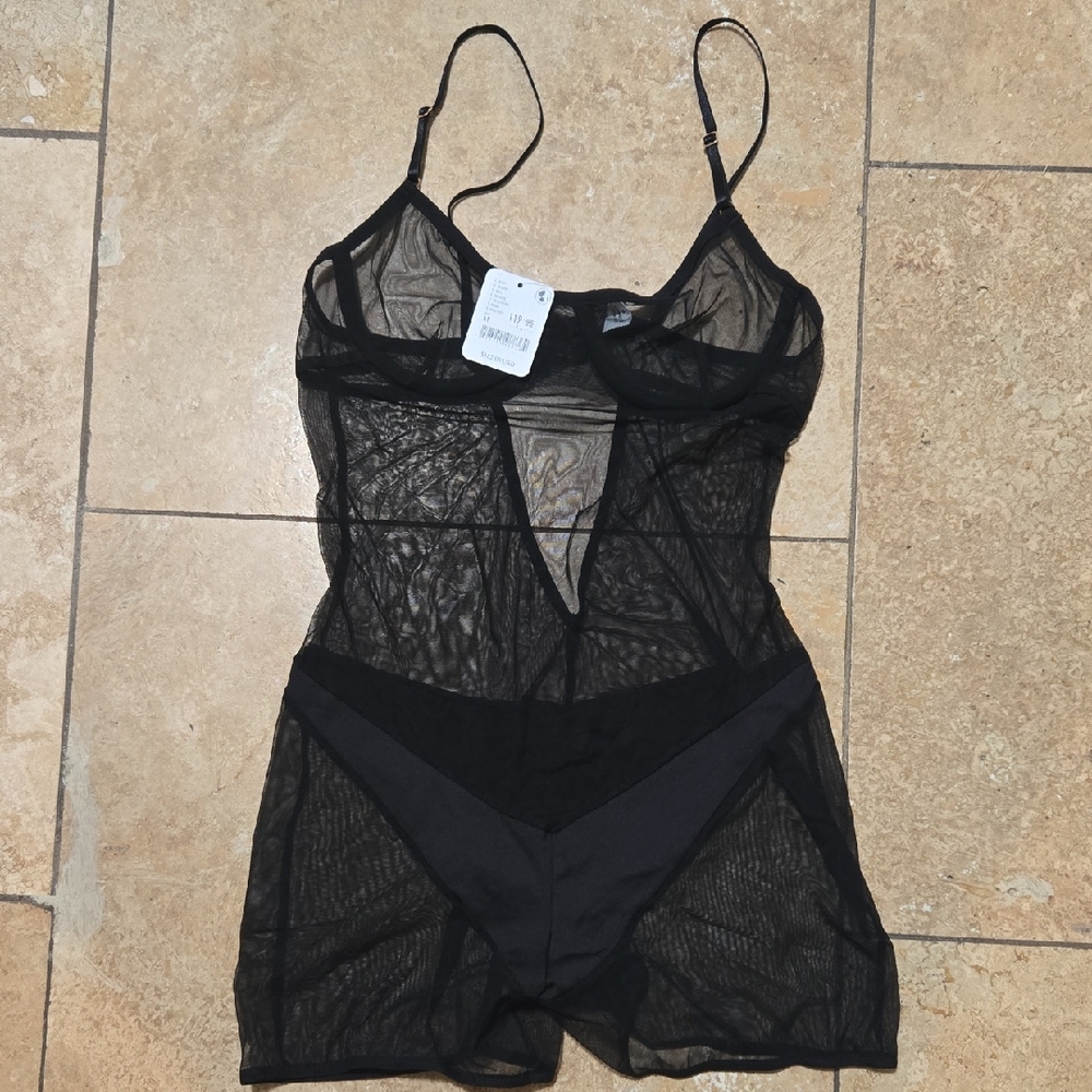 Urban Outfitters...Sheer Black Bodysuit Lingerie